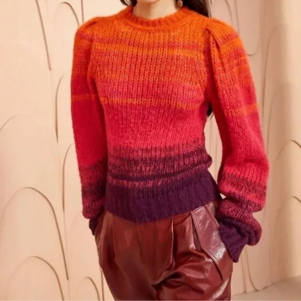 ULLA JOHNSON ROSALIA MULTICOLORED ALPACA
BLEND SWEATER SIZE PETITE